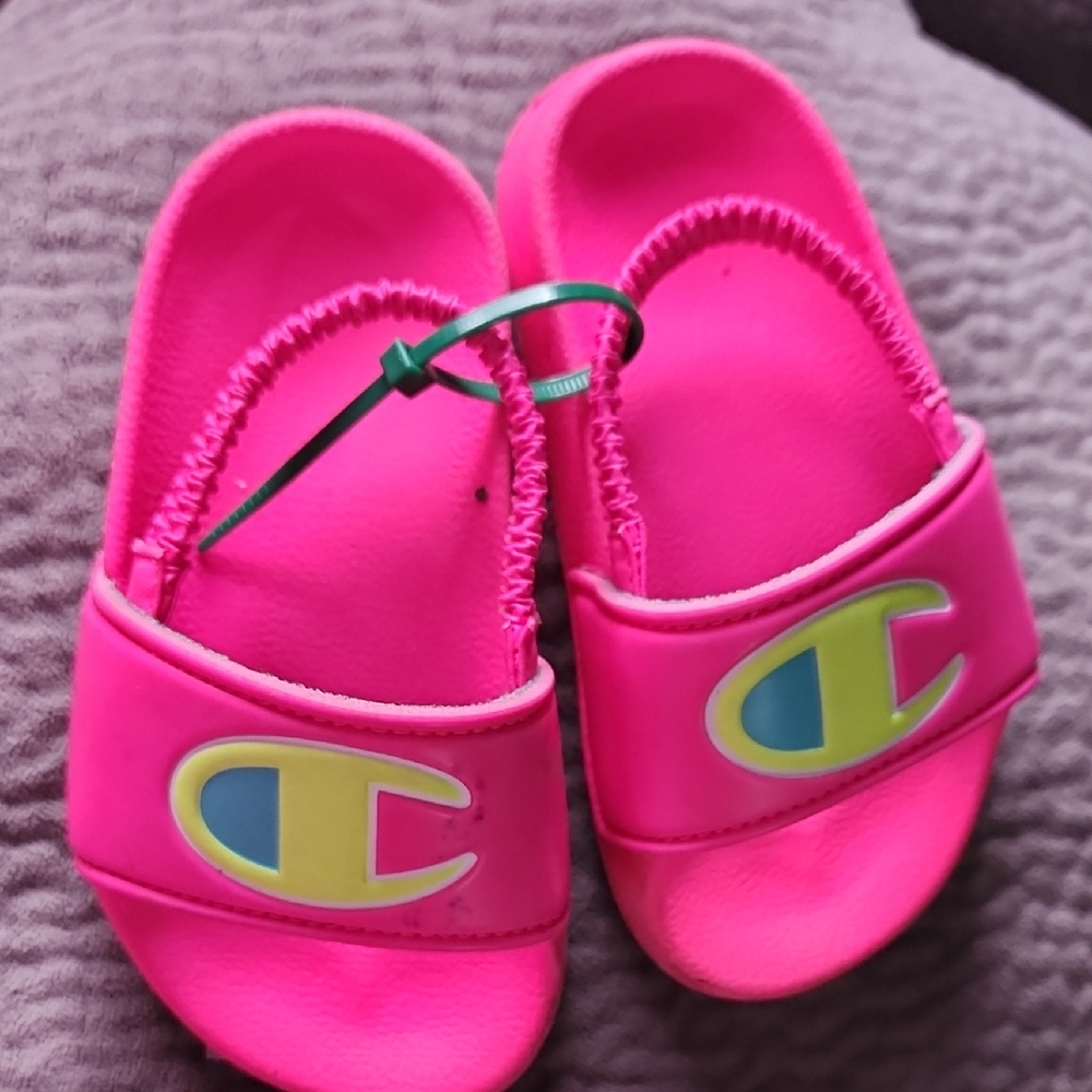 Champion Kids Neon Pink Slide Sandals